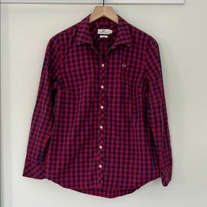 Vineyard Vines Red and Blue Classic Fit Button Down Shirt Checkered Size 6